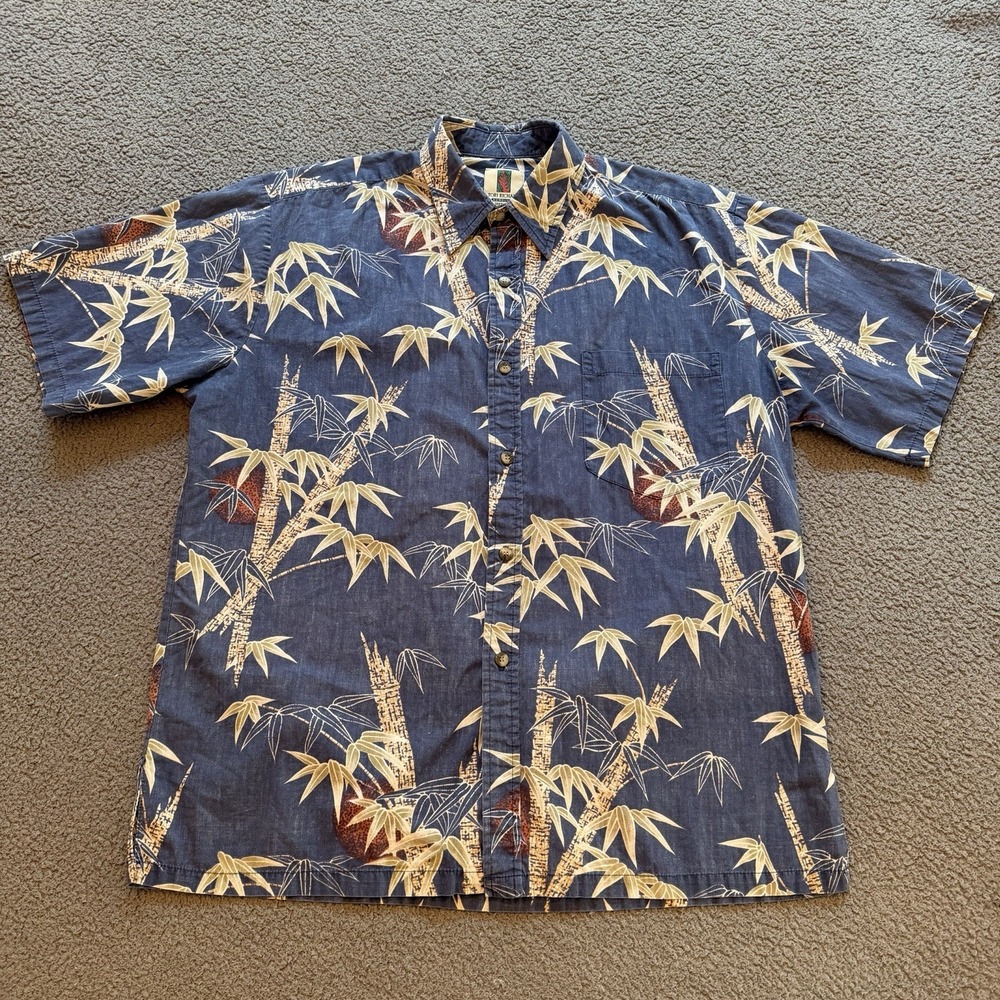 Tori Richard Honolulu Blue Hawaiian Floral Shirt Made In Hawaii USA Mens Medium